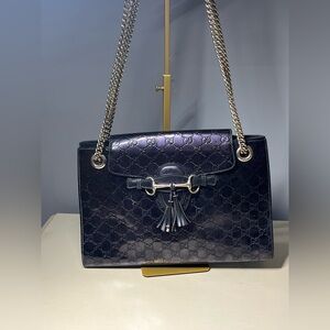 Gucci Emily Horsebit Dark Violet Patent leather Shoulder Bag